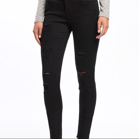old navy black distressed jeans